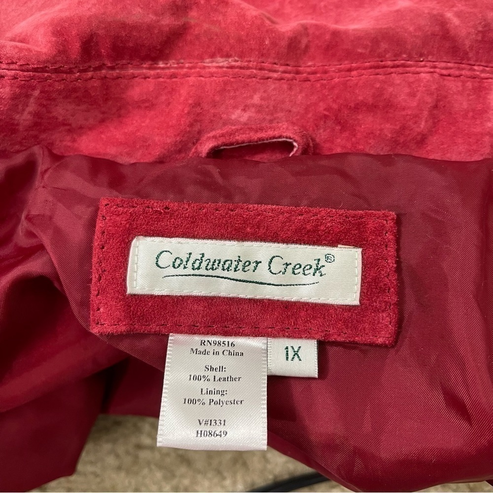 Coldwater Creek Red Leather Jacket Size 1X - Picture 6 of 6